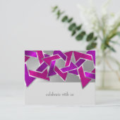 RSVPカードピンクパープルスターオブデイビッド 招待状 (スタンド正面)