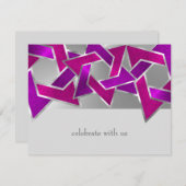 RSVPカードピンクパープルスターオブデイビッド 招待状 (正面/裏面)