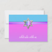 RSVPカードピンクパープルターコイズグラデーション星 招待状 (裏面)