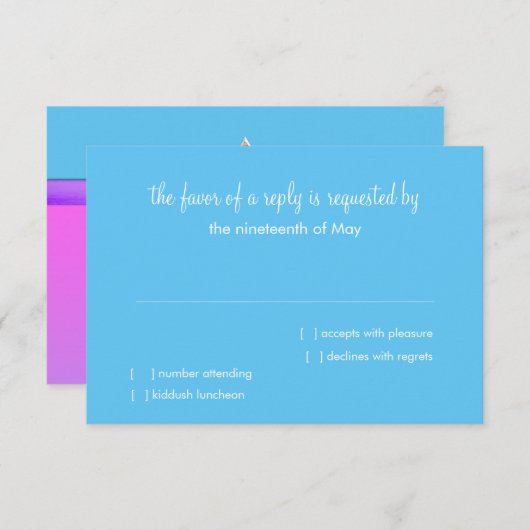 RSVPカードピンクパープルターコイズグラデーション星 招待状 (正面/裏面)