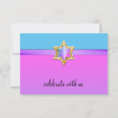 RSVPカードピンクパープルターコイズグラデーション星 招待状 (裏面)