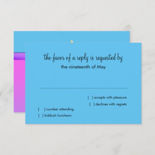 RSVPカードピンクパープルターコイズグラデーション星 招待状 (正面/裏面)