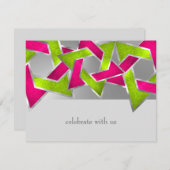 RSVPカードピンクライムスターオブデイビッドAny Color 招待状 (正面/裏面)