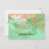 RSVPカードピーチミントグリーンフローラ水彩 招待状 (裏面)