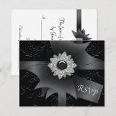 RSVPカードブラックブルースワールRSVP 出欠カード (正面/裏面)