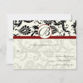 RSVPカードブラック&アイボリーダマスクマロントリム 出欠カード (裏面)