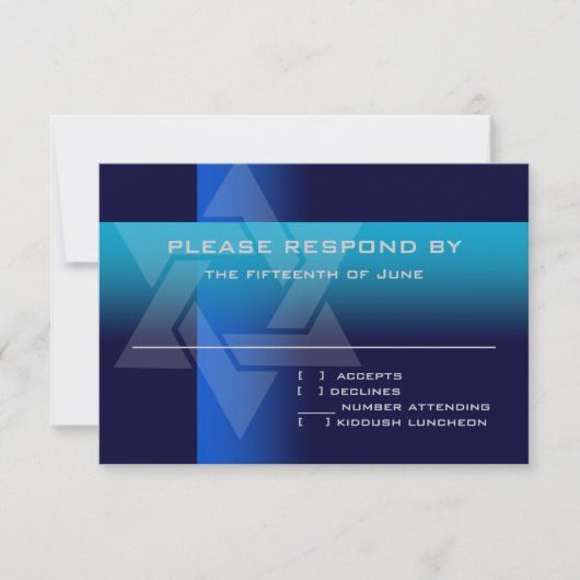 RSVPカードブルーとターコイズの色 出欠カード (正面)