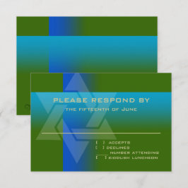 RSVPカードブルーとターコイズの色 出欠カード