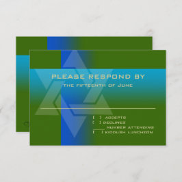 RSVPカードブルーとターコイズの色 出欠カード