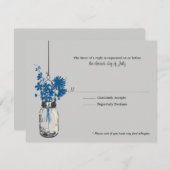 RSVPカードブルーワイルドフラワーズ&メイソンジャー 出欠カード (正面/裏面)