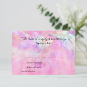 RSVPカードホットピンクと紫の絞り染めデザイン 出欠カード (スタンド正面)