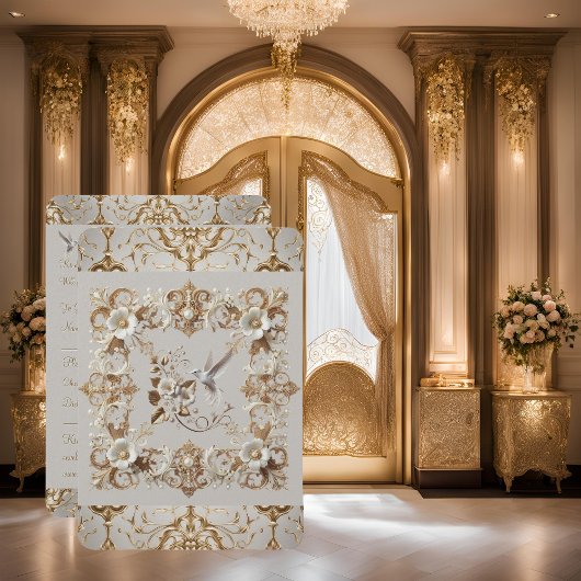 RSVPカードホワイトハミングバードファンシー 出欠カード