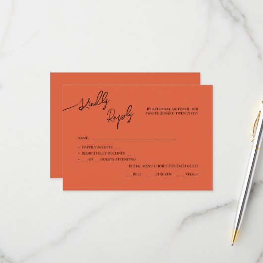 RSVPカードボホシック結婚のパステルカラー。 出欠カード (正面/裏面インサイチュ)