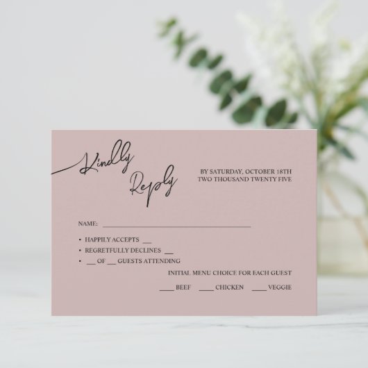 RSVPカードボホシック結婚のパステルカラー。 出欠カード (スタンド正面)