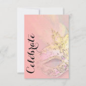 RSVPカードマエレガントークコーラルピンクイエロー 出欠カード (正面)