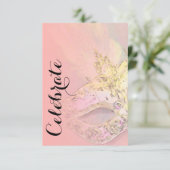 RSVPカードマエレガントークコーラルピンクイエロー 出欠カード (スタンド正面)