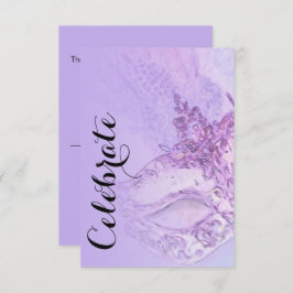 RSVPカードマエレガントークパープルとピンク 出欠カード