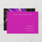 RSVPカードマスカレードブラックピンクブルー 出欠カード (正面/裏面)