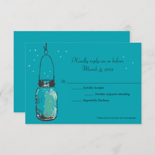 RSVPカードメイソンJARとホタル 出欠カード (正面/裏面)