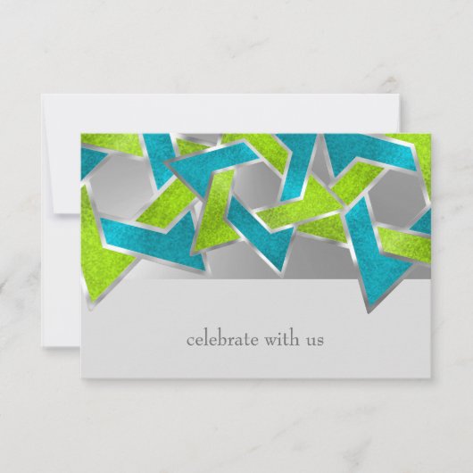 RSVPカードライムターコイズスターオブデイビッドAny Color 招待状 (正面)