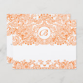 RSVPカードラブバードオレンジコーラルオレンジお洒落 出欠カード (正面/裏面)