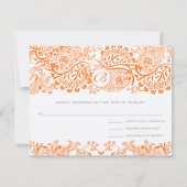 RSVPカードラブバードオレンジコーラルオレンジお洒落 出欠カード (裏面)