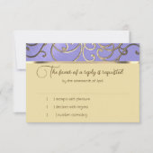 RSVPカードラベンダーエレガントパープル金ゴールドフィリグリー 招待状 (正面)