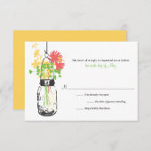 RSVPカードワイルドフラワーズ&メイスンジャー 出欠カード (正面/裏面)