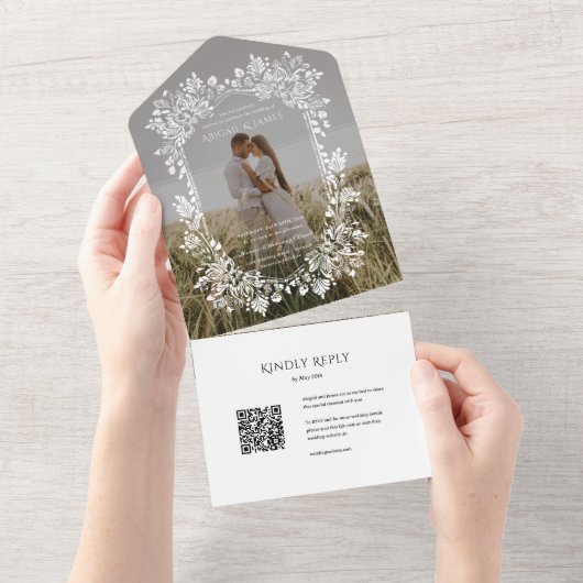 RSVPカード付きNorwichフォト結婚式招待状 オールインワン招待状 (貼ってはがせる)