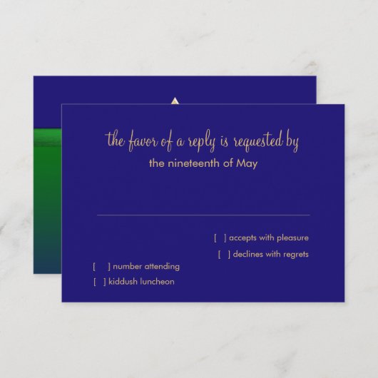 RSVPカード明るい緑と青グラデーション星 招待状 (正面/裏面)