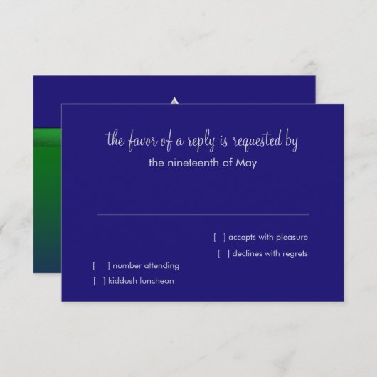 RSVPカード明るい緑と青グラデーション星 招待状 (正面/裏面)