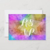 RSVPカード水彩画の鮮やかでカラフルな星 出欠カード (裏面)
