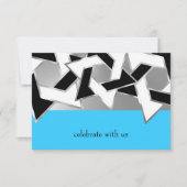 RSVPカード白黒スターのデイビッド任意の色 招待状 (正面)