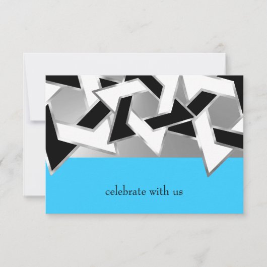 RSVPカード白黒スターのデイビッド任意の色 招待状 (正面)