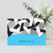 RSVPカード白黒スターのデイビッド任意の色 招待状 (スタンド正面)