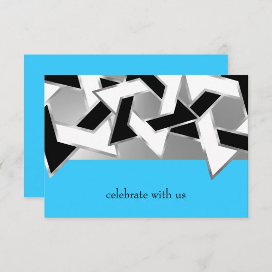 RSVPカード白黒スターのデイビッド任意の色 招待状 (正面/裏面)