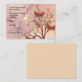 RSVPカード秋ツリー&バタフライデザイン ノートカード (正面/裏面)