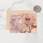 RSVPカード秋ツリー&バタフライデザイン ノートカード (正面/裏面インサイチュ)