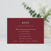 RSVPカード結婚のBurgundyシンプル向け 出欠カード (スタンド正面)