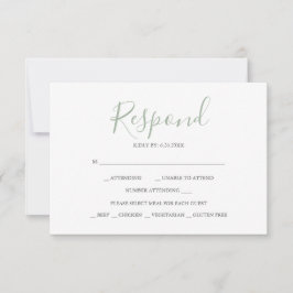 RSVPカード結婚のSage Green 出欠カード