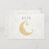 RSVPカード金ゴールドを結婚する月に 出欠カード (正面/裏面)