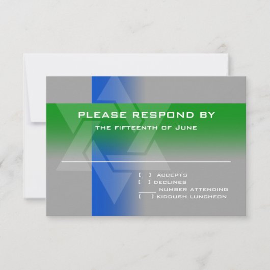 RSVPカード青と緑（任意の色） 出欠カード (正面)