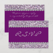 RSVPカード魅力およびきらきら光る 出欠カード (正面/裏面)