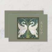 RSVPカード2を結婚しているヴィンテージの新しいの白鳥 出欠カード (正面/裏面)