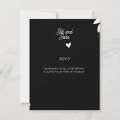 RSVPカード エレガントな結婚式 フローラル ブラック (正面)