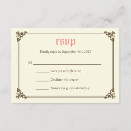 RSVPカード-ピンク--を結婚する物語の本のおとぎ話 出欠カード