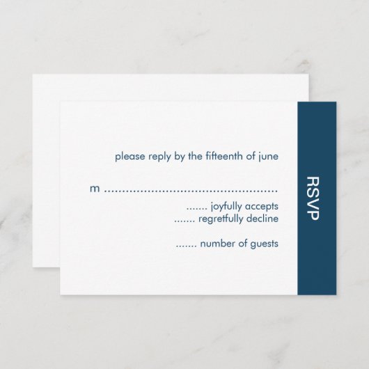 RSVPカード-海軍--を結婚するはっきりしたな色 出欠カード (正面/裏面)