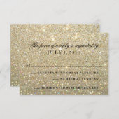 RSVPカード – 金ゴールドグリッターFab (正面/裏面)