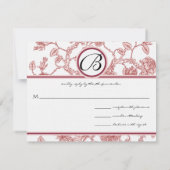 RSVPカード – 黒バラ赤いトリム – 色あせたパターン (裏面)