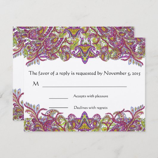 RSVPカード – 5 x 7サイズの初期化が必要 (正面/裏面)